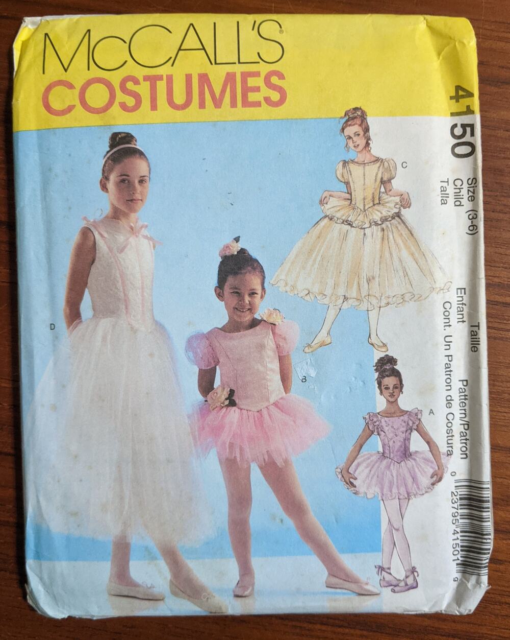 UNCUT McCall's Ballerina Costumes 4150 Child Size 3-6
